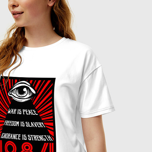 Женская футболка оверсайз Свобода - это рабство, незнание - сила / Белый – фото 3