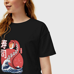 Футболка оверсайз женская Kraken Kawaii Sushi, цвет: черный — фото 2