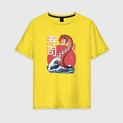 Футболка оверсайз женская Kraken Kawaii Sushi, цвет: желтый