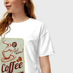 Футболка оверсайз женская Coffee Cup Retro, цвет: белый — фото 2