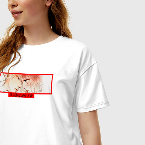 Женская футболка оверсайз АНИМЕ СТРАСТНАЯ ПАРОЧКА ANIME / Белый – фото 3