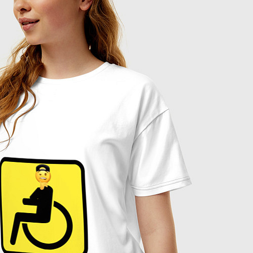Женская футболка оверсайз Весёлый инвалид - знак дорожный / Белый – фото 3