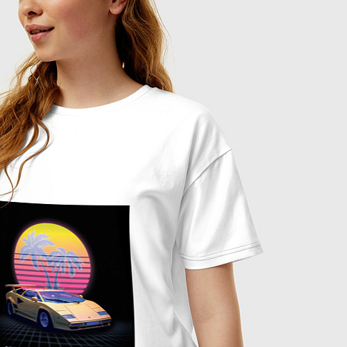 Женская футболка оверсайз Stay Rad, Stay Retro Retrowave / Белый – фото 3