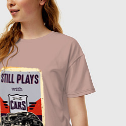 Футболка оверсайз женская Still plays with cars Retro, цвет: пыльно-розовый — фото 2