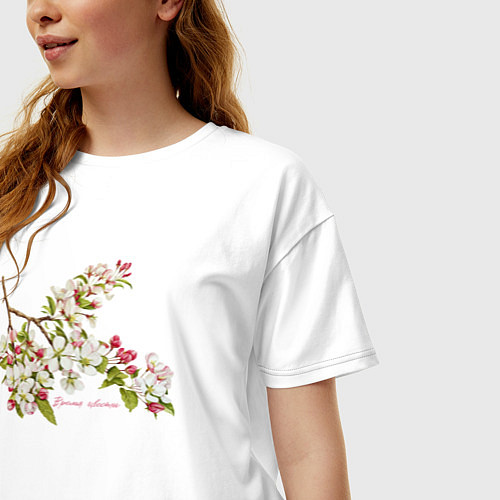 Женская футболка оверсайз Время цвести / Белый – фото 3