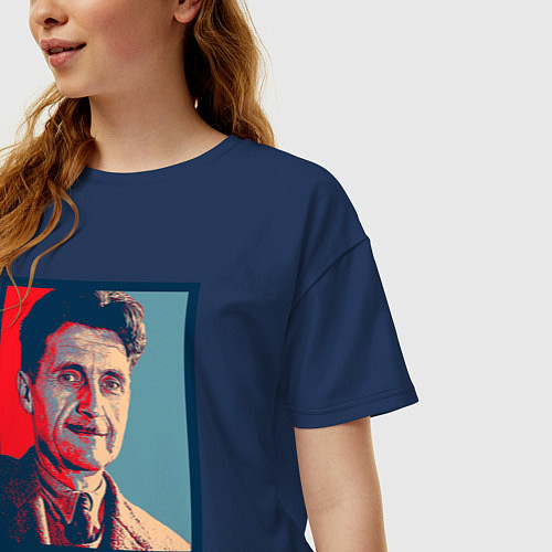 Женская футболка оверсайз Orwell - I told you / Тёмно-синий – фото 3