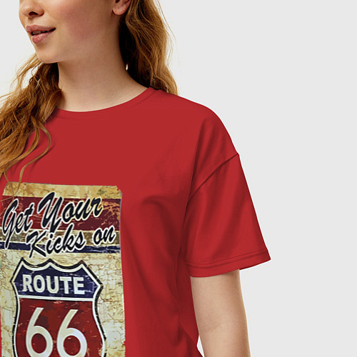 Женская футболка оверсайз Получи удовольствие от трассы 66! / Красный – фото 3