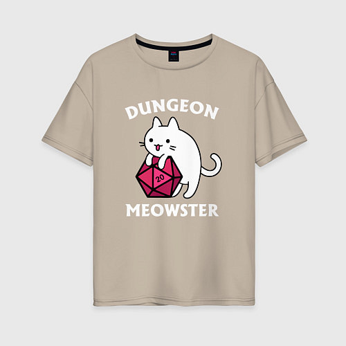 Женская футболка оверсайз Dungeon Meowster / Миндальный – фото 1