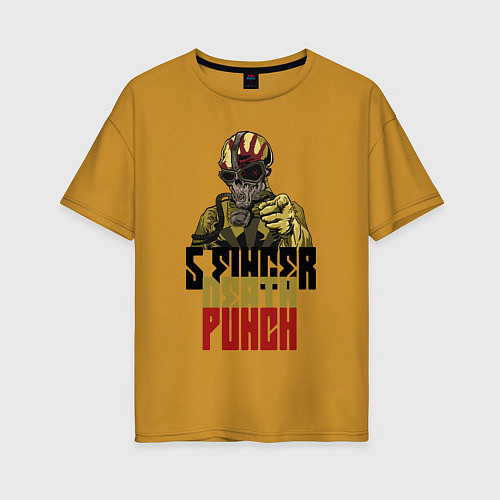 Женская футболка оверсайз 5 Finger Death Punch Groove Metal / Горчичный – фото 1
