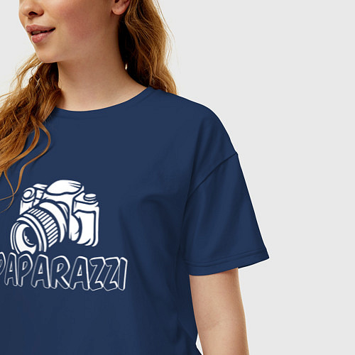 Женская футболка оверсайз Paparazzi папарацци / Тёмно-синий – фото 3