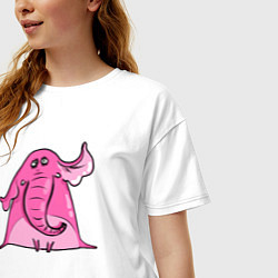Футболка оверсайз женская Розовый слон, цвет: белый — фото 2