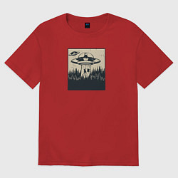 Футболка оверсайз женская Неопознанный Лижущийся Объект, цвет: красный