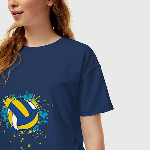 Женская футболка оверсайз Volleyball Splash / Тёмно-синий – фото 3