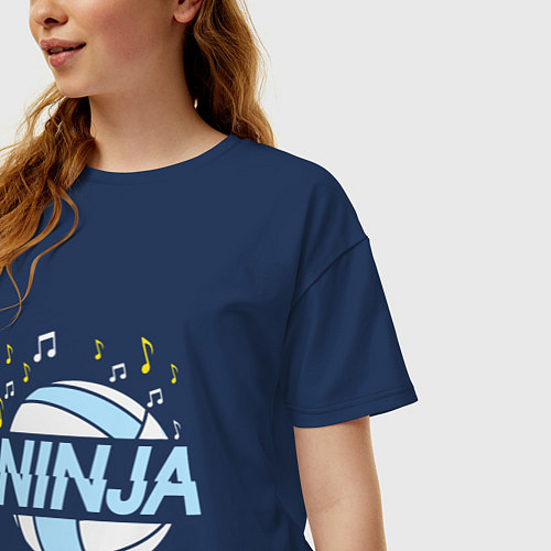 Женская футболка оверсайз Volleyball Ninja / Тёмно-синий – фото 3