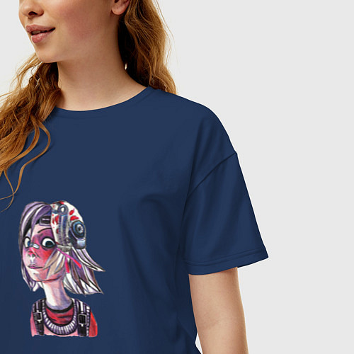 Женская футболка оверсайз Портрет Крошки Тины / Тёмно-синий – фото 3