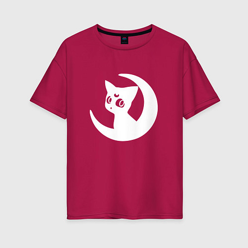 Женская футболка оверсайз Луна на месяце / Маджента – фото 1