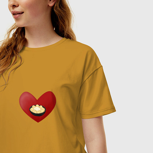 Женская футболка оверсайз Пельмени в моем сердце / Горчичный – фото 3