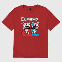 Футболка оверсайз женская Cuphead Чашечки, цвет: красный