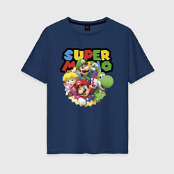 Футболка оверсайз женская Компашка героев Super Mario, цвет: тёмно-синий