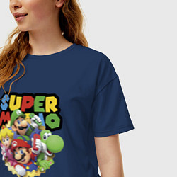 Футболка оверсайз женская Компашка героев Super Mario, цвет: тёмно-синий — фото 2
