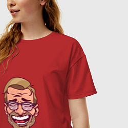 Футболка оверсайз женская Klopp Smile, цвет: красный — фото 2