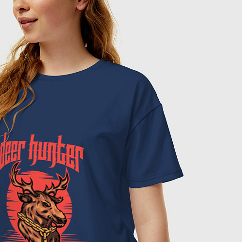 Женская футболка оверсайз Deer hunter / Тёмно-синий – фото 3