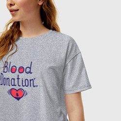 Футболка оверсайз женская Blood Donation, цвет: меланж — фото 2
