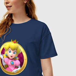 Футболка оверсайз женская Принцесса Персик Super Mario Video game, цвет: тёмно-синий — фото 2