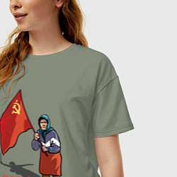 Футболка оверсайз женская Флаг победы!, цвет: авокадо — фото 2