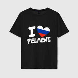 Футболка оверсайз женская Люблю пельмени, цвет: черный
