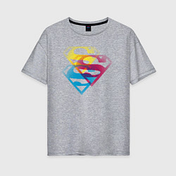 Футболка оверсайз женская Лого Супермена, цвет: меланж