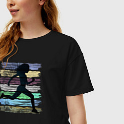 Футболка оверсайз женская Бегущая Девочка, цвет: черный — фото 2