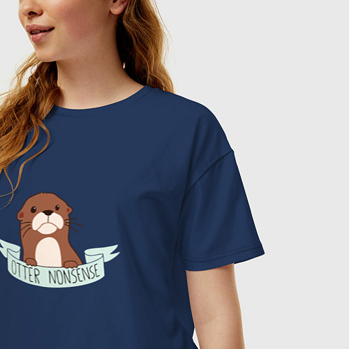 Женская футболка оверсайз Otter nonsense / Тёмно-синий – фото 3
