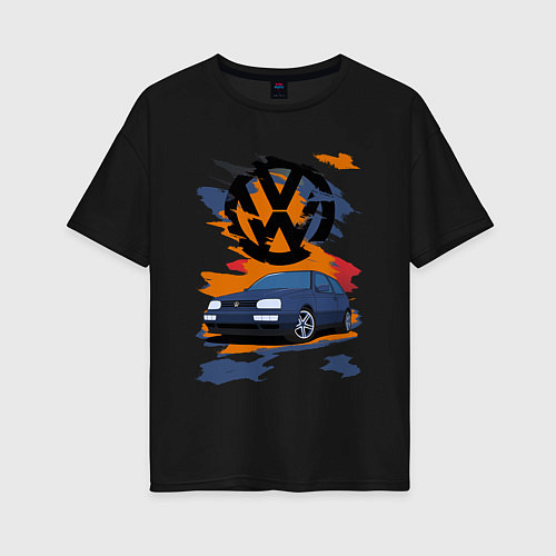 Женская футболка оверсайз VW Golf 3 / Черный – фото 1