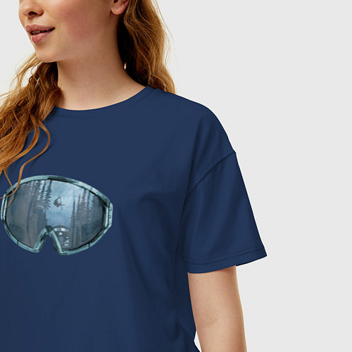 Женская футболка оверсайз Лыжная Маска / Тёмно-синий – фото 3