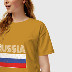 Футболка оверсайз женская Russia - Россия, цвет: горчичный — фото 2