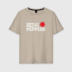 Футболка оверсайз женская RHCP Logo Red Hot Chili Peppers, цвет: миндальный
