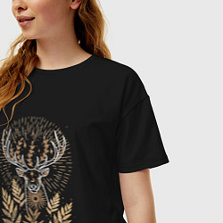 Футболка оверсайз женская Олень магия мистика, цвет: черный — фото 2