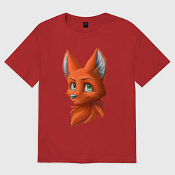 Футболка оверсайз женская Милая лисичка Cute fox, цвет: красный