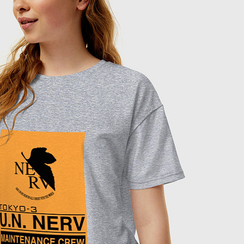 Женская футболка оверсайз Neon Genesis Evangelion НЕРВ / Меланж – фото 3