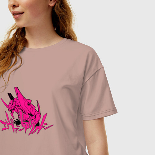 Женская футболка оверсайз Eva 04 Evangelion / Пыльно-розовый – фото 3