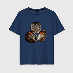 Футболка оверсайз женская Owl puzzle, цвет: тёмно-синий