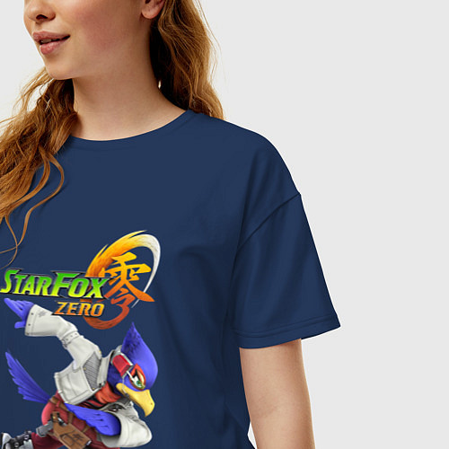 Женская футболка оверсайз Star Fox Zero Nintendo Video game Eagle / Тёмно-синий – фото 3