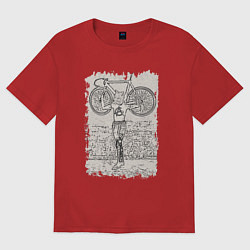 Футболка оверсайз женская Bike punk fox, цвет: красный