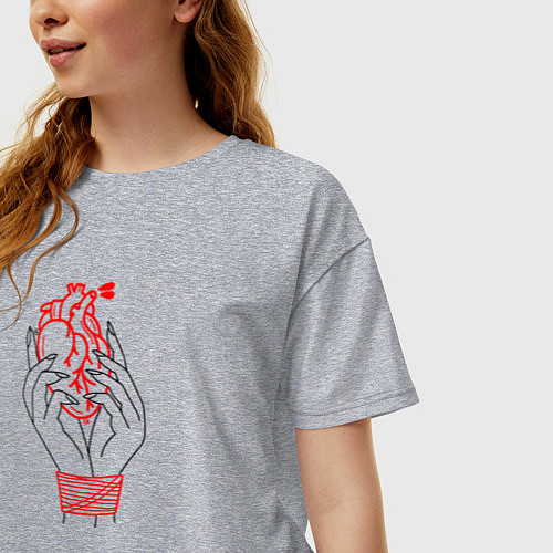 Женская футболка оверсайз В РУКАХ Сердце / Меланж – фото 3