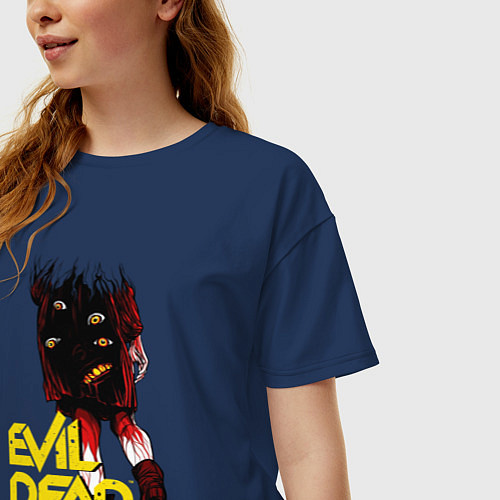 Женская футболка оверсайз Игра Evil Dead / Тёмно-синий – фото 3