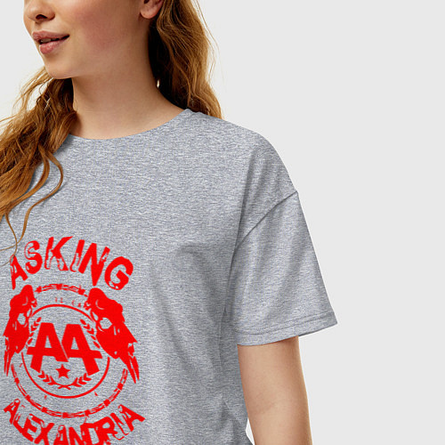 Женская футболка оверсайз Asking alexandria красный лого / Меланж – фото 3