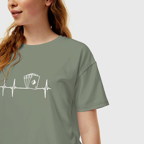 Женская футболка оверсайз Карты биении сердца / Авокадо – фото 3