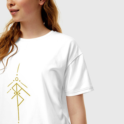 Женская футболка оверсайз Руническая вязь - Мир / Белый – фото 3