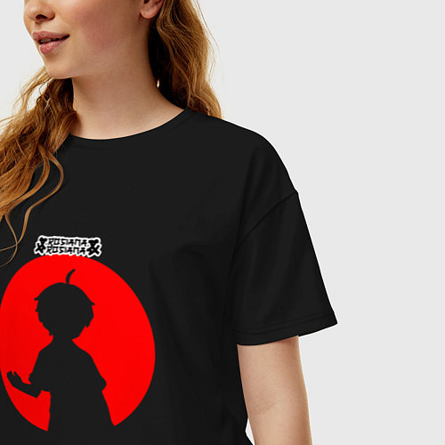Женская футболка оверсайз Рудеус Грейрат силуэт / Черный – фото 3